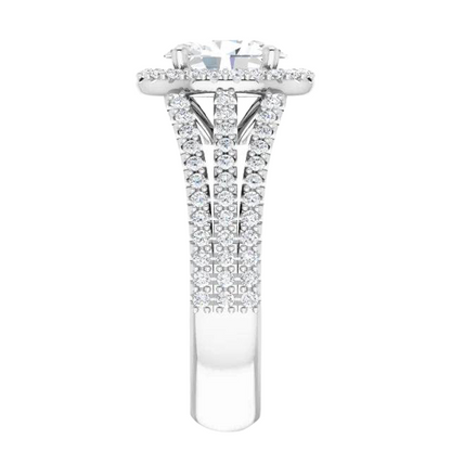 Halo Oval Old Cut Diamond Ring Prong Double Split Shank 8.75 Carats