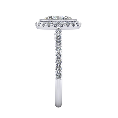 Halo Oval Old Mine Cut Huge Lab Grown Diamond Ring Bezel Set 13.50 Carats