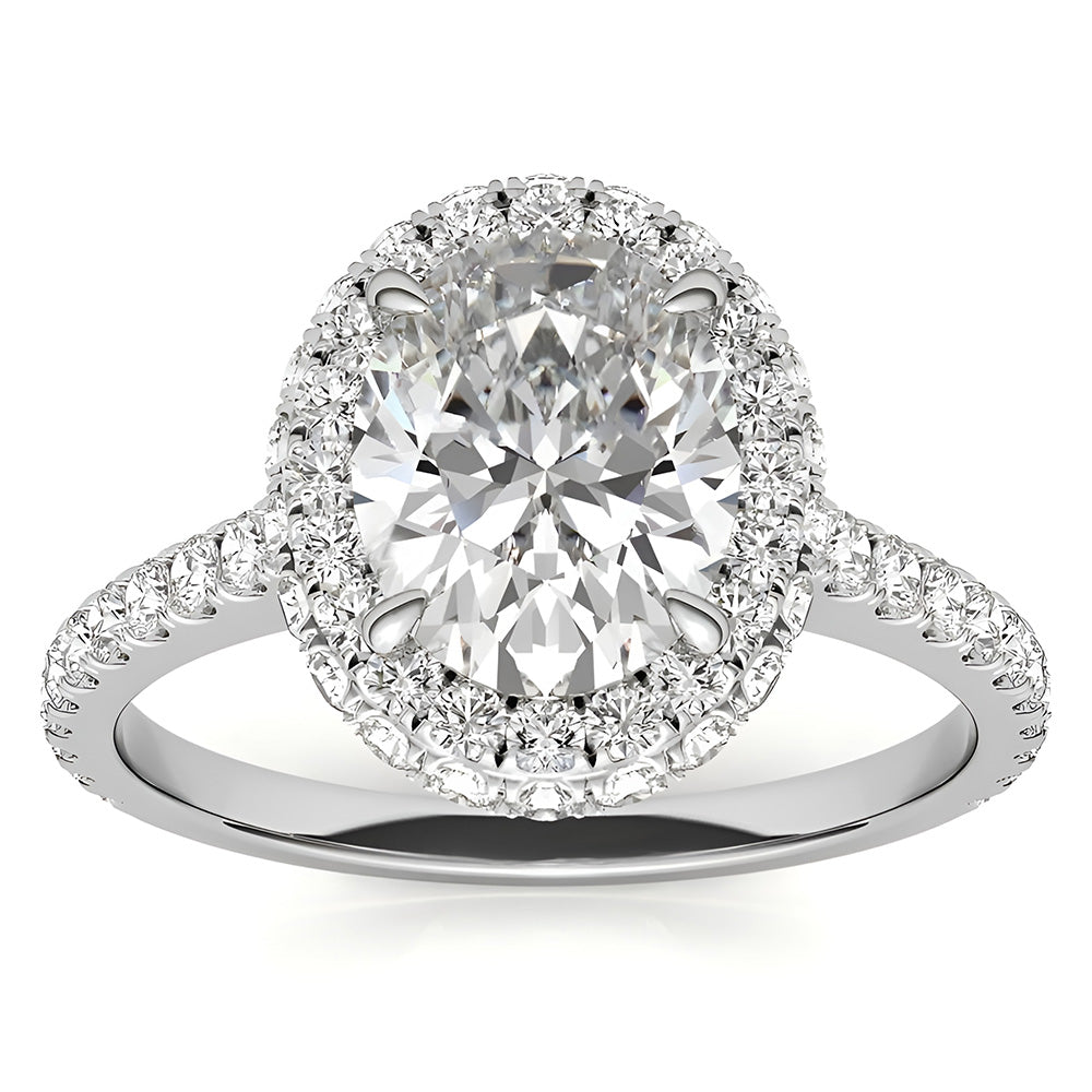 Halo Oval & Round Old Cut Natural Real Diamond ( Not Lab Grown ) Anniversary Ring 6 Carats