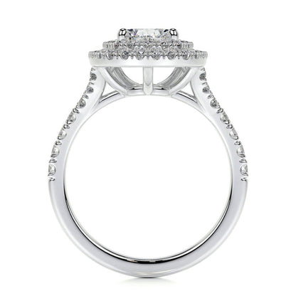 Halo Ring Round & Pear Old Miner Big Lab Grown Diamond Double Prong Set 12.50 Carats