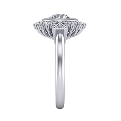 Halo Round Old Mine Cut Huge Lab Grown Diamond Ring Bezel Set Star Style 10 Carats