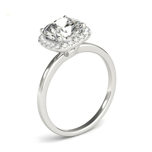 Halo Round Old Mine Cut Natural Real Diamond ( Not Lab Grown ) Ring Prong Set 14K Gold 9 Carats