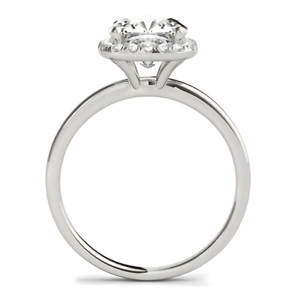 Halo Round Old Mine Cut Diamond Ring Prong Set 14K Gold 9 Carats
