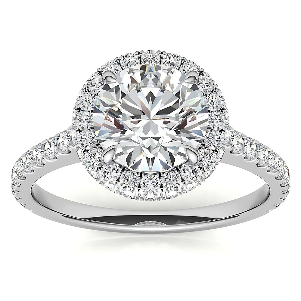 Halo Round Old Mine Cut Diamond Ring With Accents Jewelry 11 Carats