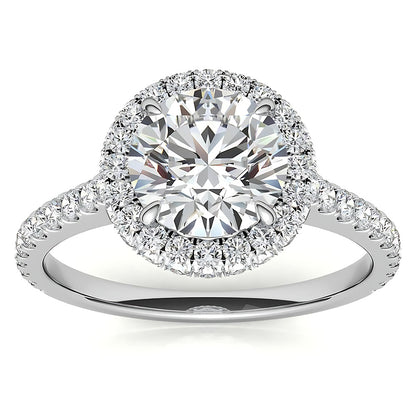 Halo Round Old Mine Cut Diamond Ring With Accents Jewelry 11 Carats