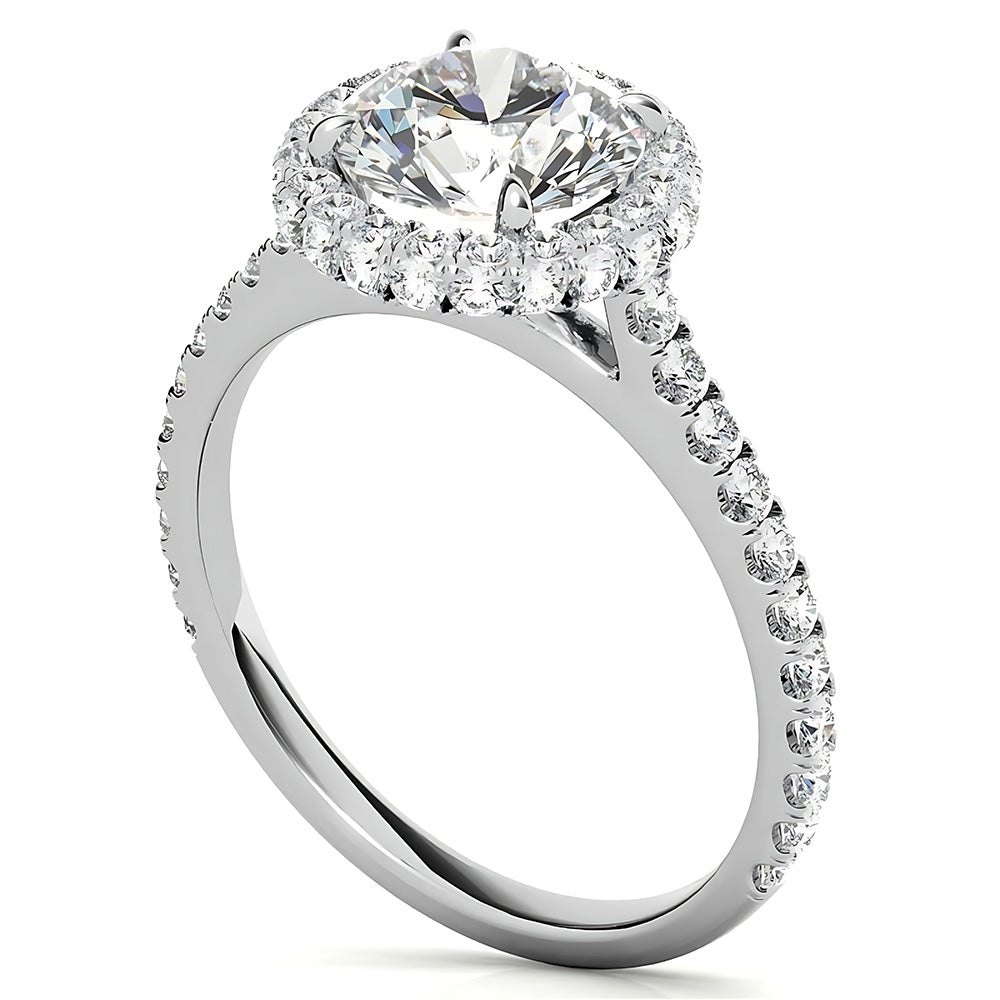 Halo Round Old Mine Cut Diamond Ring With Accents Jewelry 11 Carats