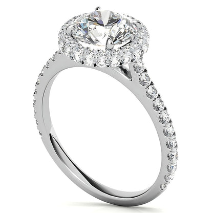 Halo Round Old Mine Cut Diamond Ring With Accents Jewelry 11 Carats