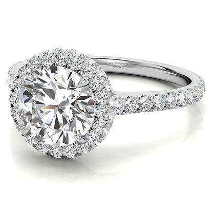 Halo Round Old Mine Cut Diamond Ring With Accents Jewelry 11 Carats