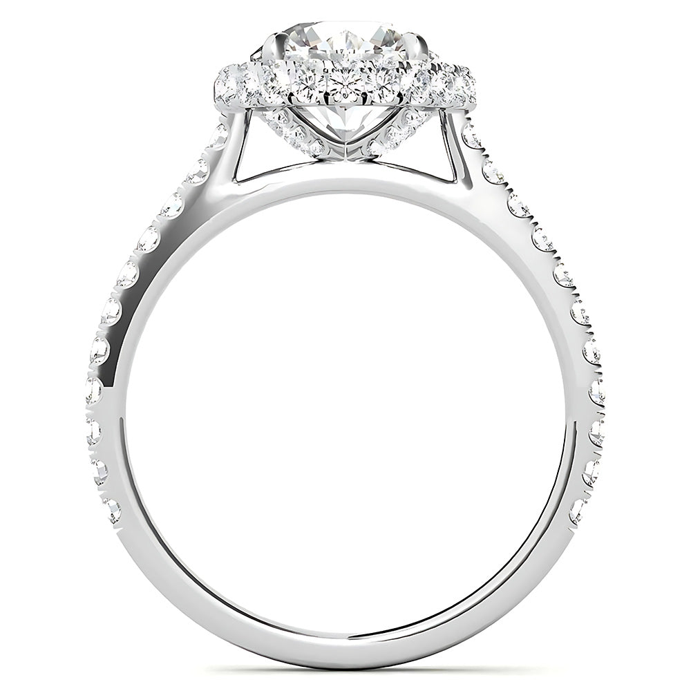 Halo Round Old Mine Cut Diamond Ring With Accents Jewelry 11 Carats