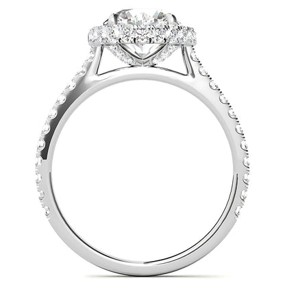 Halo Round Old Mine Cut Diamond Ring With Accents Jewelry 11 Carats