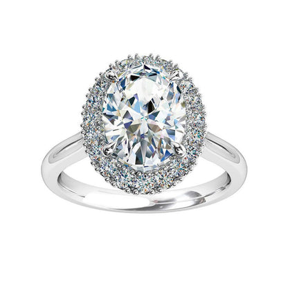 Halo Round & Oval Old Mine Cut Diamond Ring Prong Set 7 Carats