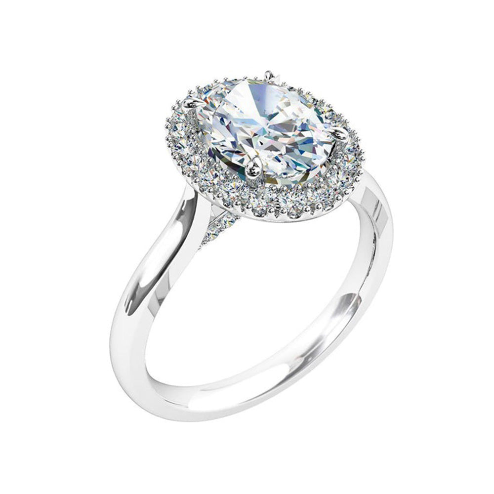 Halo Round & Oval Old Mine Cut Diamond Ring Prong Set 7 Carats