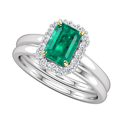 Natural Emerald Eternity Band 2ct - Two Tone 14K Gold