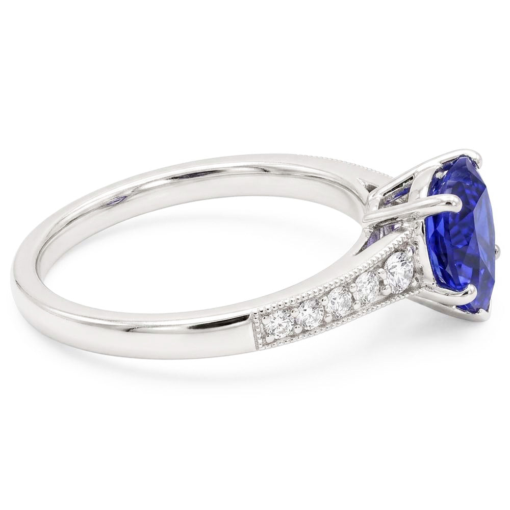 Heart Antique Style Blue Sapphire Natural Earth Mined Diamond Ring 3 Carats 14K Gold