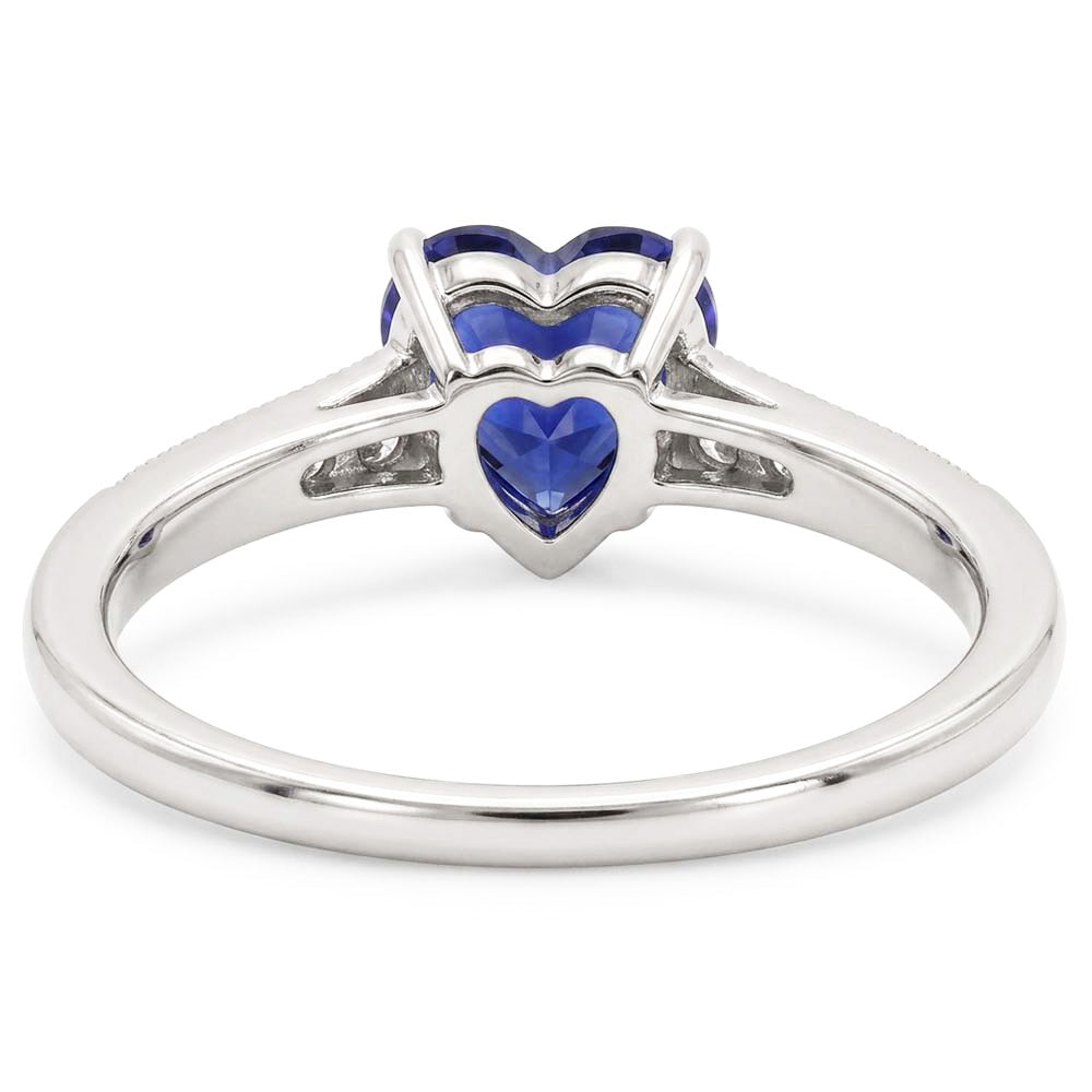 Heart Antique Style Blue Sapphire Natural Earth Mined Diamond Ring 3 Carats 14K Gold
