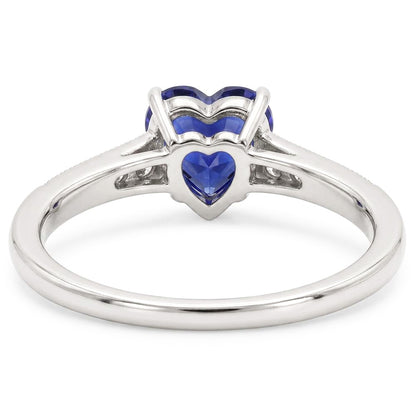 Heart Antique Style Blue Sapphire Natural Earth Mined Diamond Ring 3 Carats 14K Gold