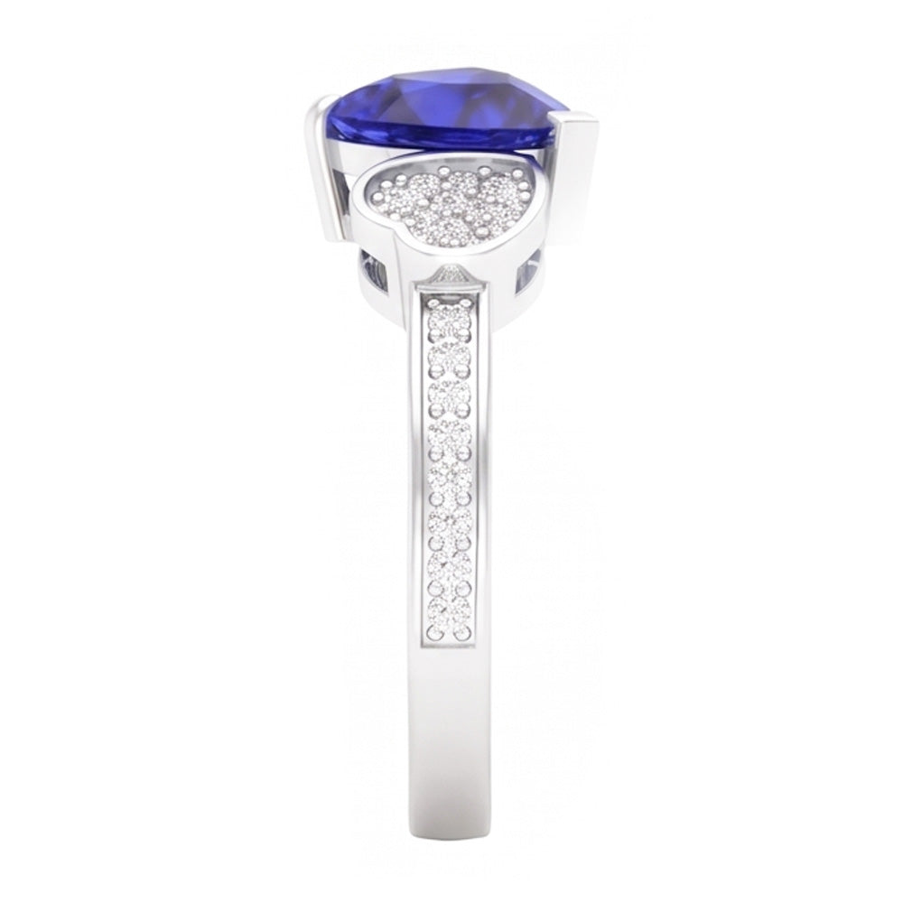 Heart Blue Sapphire Gemstone Ring 2.50 Carats Natural Earth Mined Diamonds White Gold