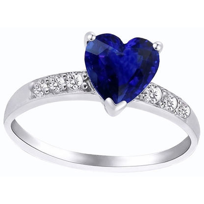 Heart Blue Sapphire Gemstone Ring Accented Natural Earth Mined Diamonds 2.25 Carats