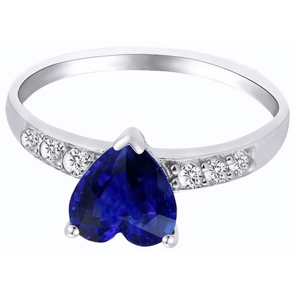 Heart Blue Sapphire Gemstone Ring Accented Natural Earth Mined Diamonds 2.25 Carats