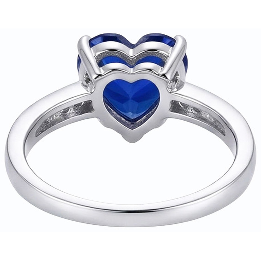 Heart Blue Sapphire Gemstone Ring Accented Natural Earth Mined Diamonds 2.25 Carats