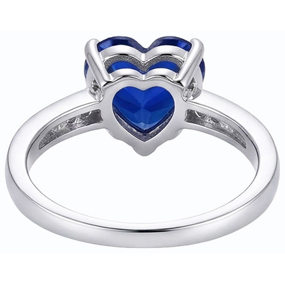 Heart Blue Sapphire Gemstone Ring Accented Natural Earth Mined Diamonds 2.25 Carats