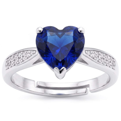 Heart Blue Sapphire Gemstone Ring With Natural Earth Mined Diamonds Tapered Shank 2 Carats