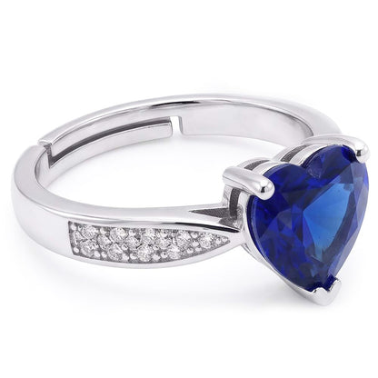 Heart Blue Sapphire Gemstone Ring With Natural Earth Mined Diamonds Tapered Shank 2 Carats