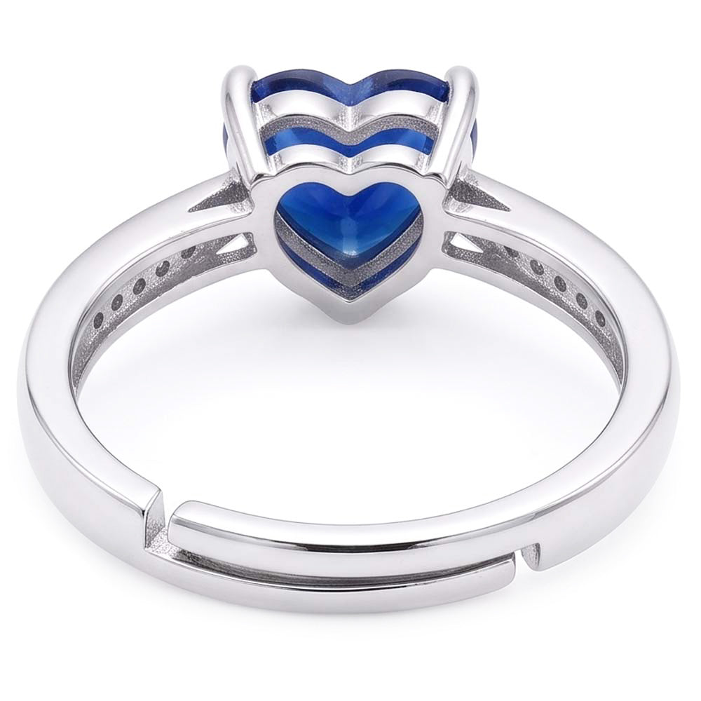 Heart Blue Sapphire Gemstone Ring With Natural Earth Mined Diamonds Tapered Shank 2 Carats