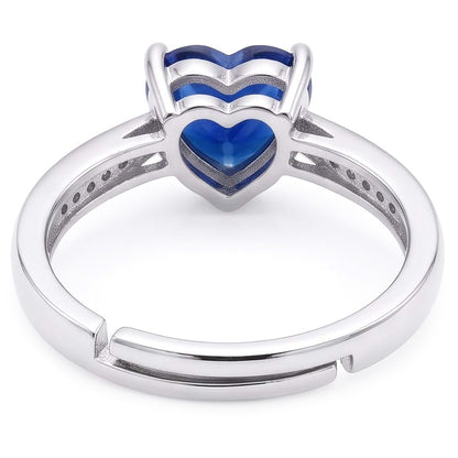 Heart Blue Sapphire Gemstone Ring With Natural Earth Mined Diamonds Tapered Shank 2 Carats
