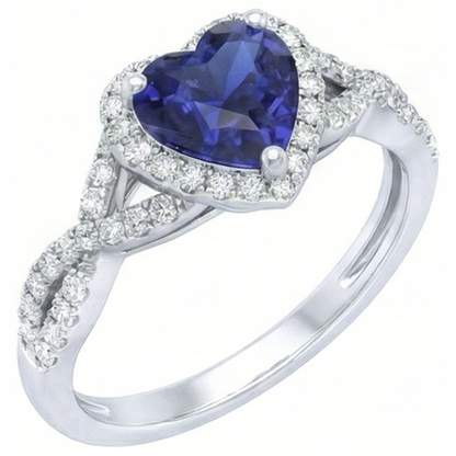 Natural Real ( Not Lab Grown )  Heart Cut Blue Sapphire From Ceylon Ring
