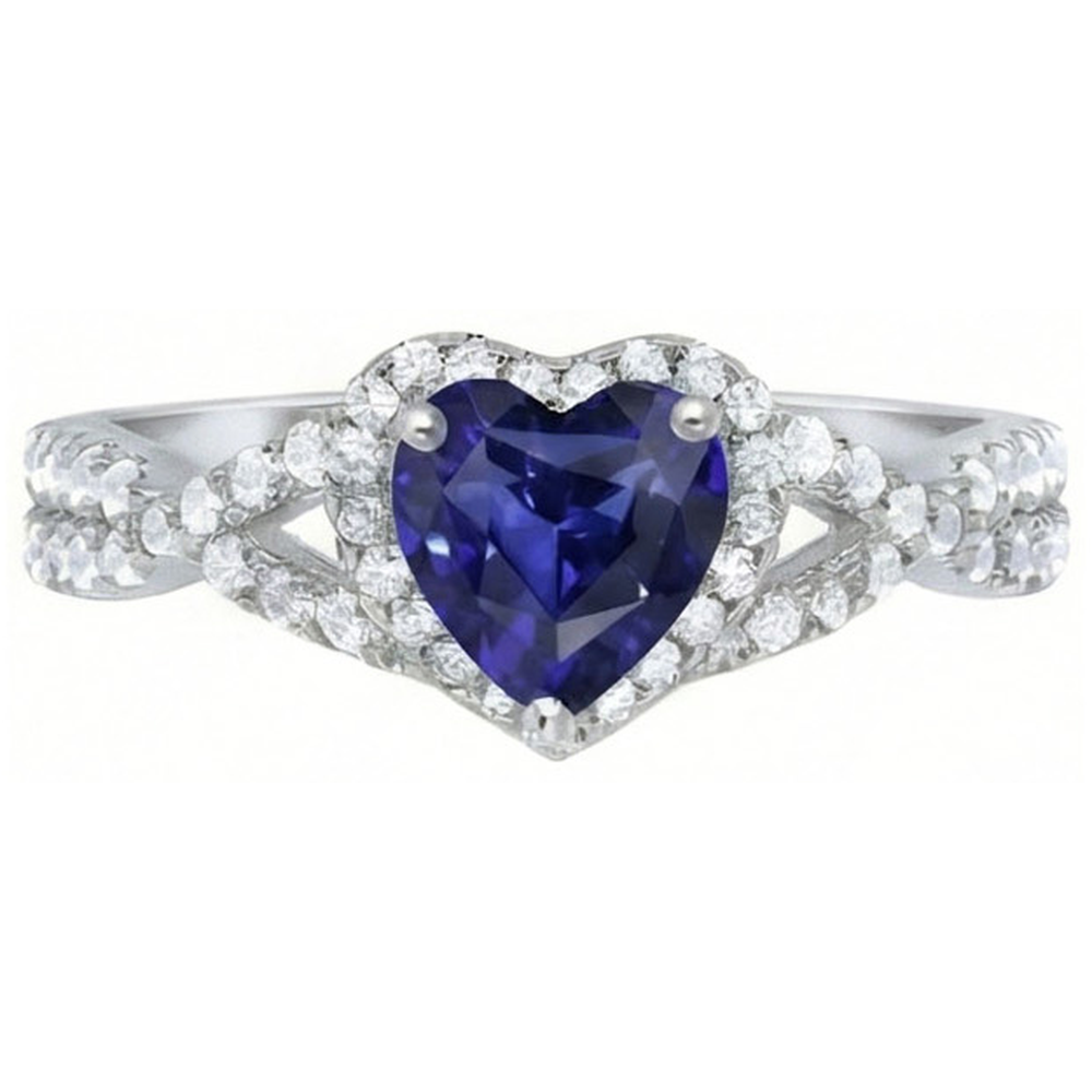 Natural Real ( Not Lab Grown )  Heart Cut Blue Sapphire From Ceylon Ring
