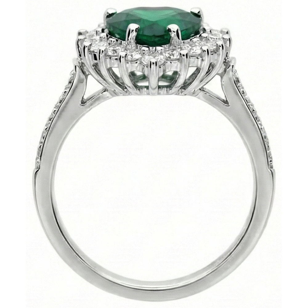 Heart Cut Green Emerald GIA And Natural Earth Mined Diamond Engagement Ring 6 Carats White Gold 14K