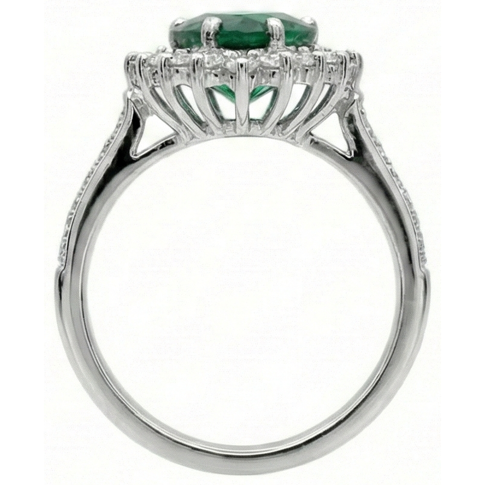 Heart Cut Green Emerald GIA And Natural Earth Mined Diamond Engagement Ring 6 Carats White Gold 14K