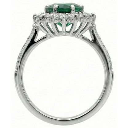 Heart Cut Green Emerald GIA And Natural Earth Mined Diamond Engagement Ring 6 Carats White Gold 14K