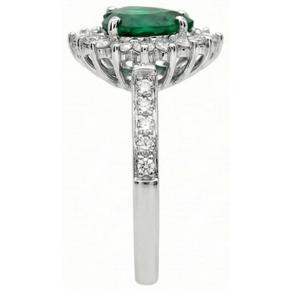 Heart Cut Green Emerald GIA And Natural Earth Mined Diamond Engagement Ring 6 Carats White Gold 14K