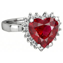 Heart Cut Red Ruby IGI CERTIFIED And Diamond Ring 7.50 Carats Jewelry 14K White Gold