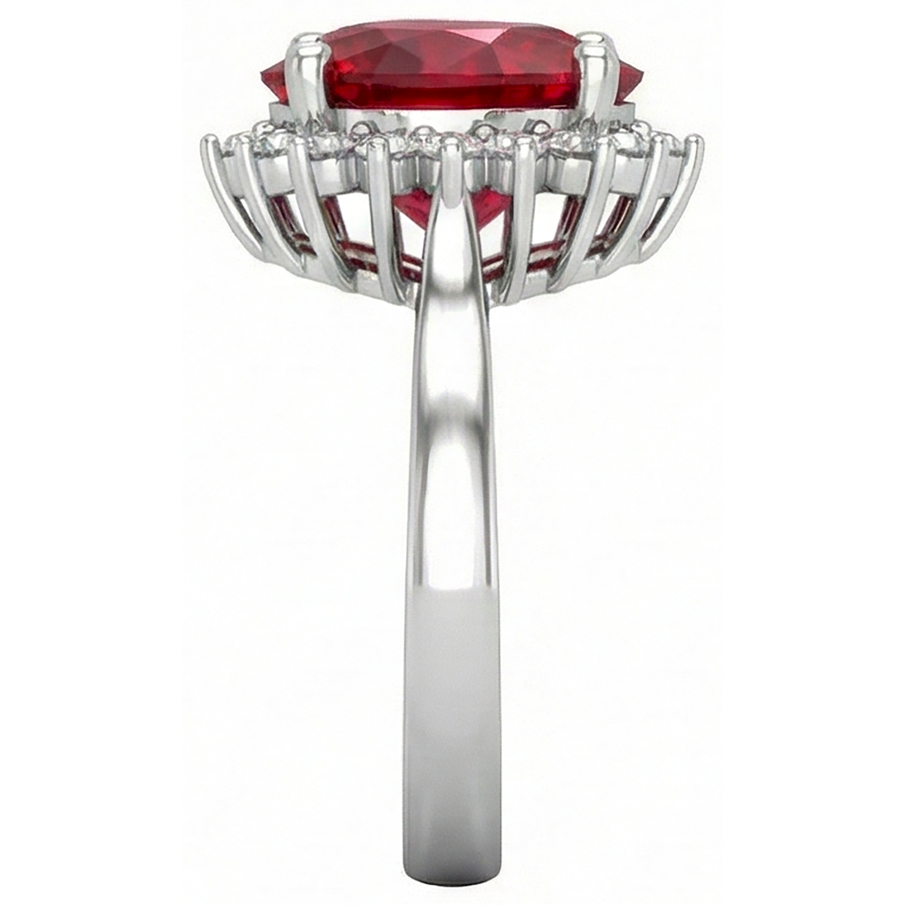 Heart Cut Red Ruby IGI CERTIFIED And Diamond Ring 7.50 Carats Jewelry 14K White Gold