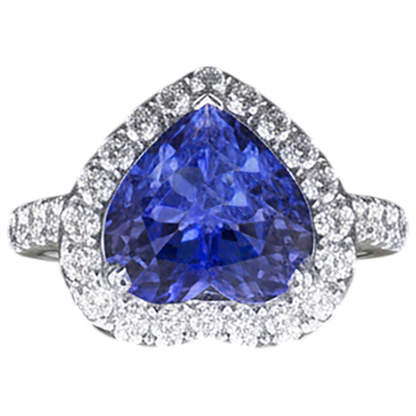 Heart Cut Tanzanite And Round Natural Earth Mined Diamond Ring 2.10 Ct 14K Gold