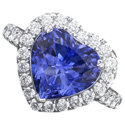Heart Cut Tanzanite And Round Natural Earth Mined Diamond Ring 2.10 Ct 14K Gold