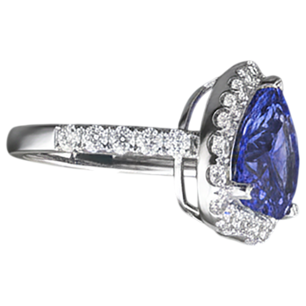 Heart Cut Tanzanite And Round Natural Earth Mined Diamond Ring 2.10 Ct 14K Gold