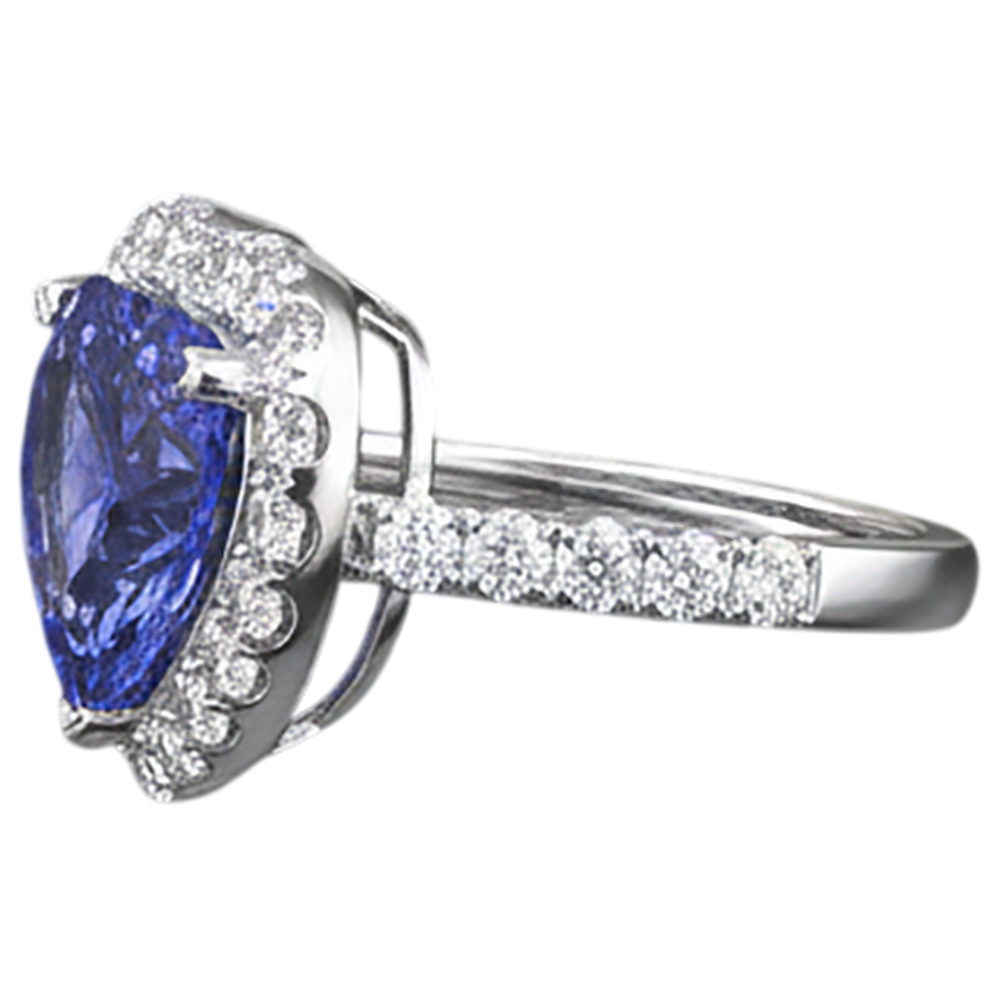 Heart Cut Tanzanite And Round Natural Earth Mined Diamond Ring 2.10 Ct 14K Gold