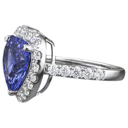 Heart Cut Tanzanite And Round Natural Earth Mined Diamond Ring 2.10 Ct 14K Gold