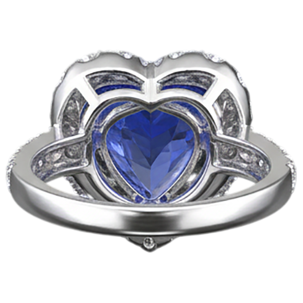 Heart Cut Tanzanite And Round Natural Earth Mined Diamond Ring 2.10 Ct 14K Gold