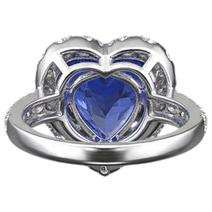 Heart Cut Tanzanite And Round Natural Earth Mined Diamond Ring 2.10 Ct 14K Gold