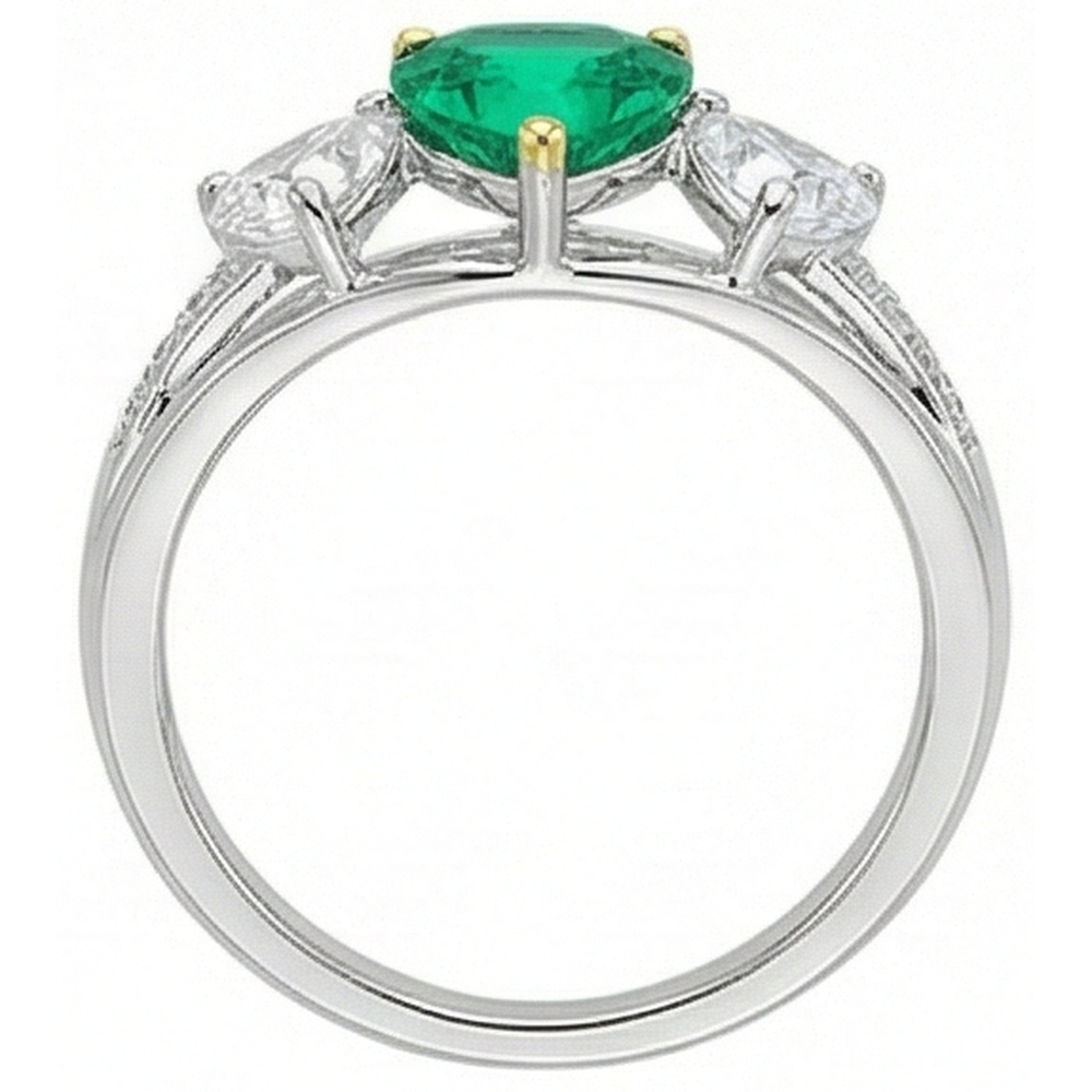 Natural Real ( Not Lab Grown ) Heart Diamond Green Emerald GIA Ring Ladies Jewelry
