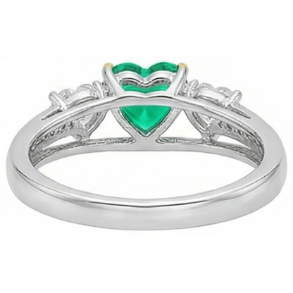 Natural Real ( Not Lab Grown ) Heart Diamond Green Emerald GIA Ring Ladies Jewelry