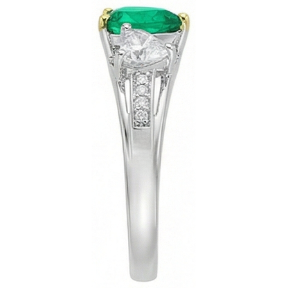 Natural Real ( Not Lab Grown ) Heart Diamond Green Emerald GIA Ring Ladies Jewelry