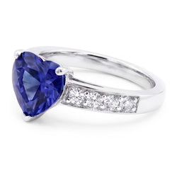 Heart Gemstone Ceylon Sapphire Ring & Accent Natural Earth Mined Diamonds 3.50 Carats