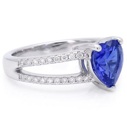 Heart Gemstone Light Blue Sapphire Ring Double Shank Natural Earth Mined Diamonds 4 Carats