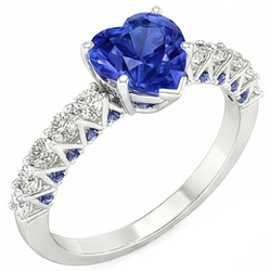 Natural Sapphire Ring 2.50ct - White Gold 14K